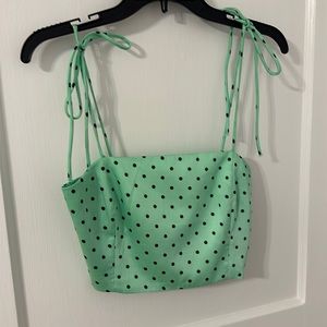 Zara green polka dot crop top